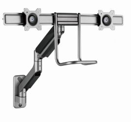 Gembird MA-WA2-02 Adjustable wall 2-display mounting arm,  17-32 Black