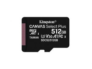 Kingston 512GB microSDXC Canvas Select Plus Class 10 100R A1 V30 C10 Card adapter nlkl