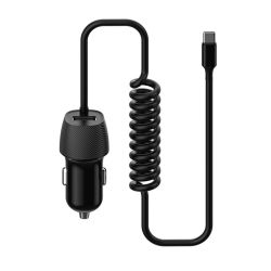 Platinet PLCRSC Car Charger Spiral 3, 4A USB Type-C cable Black