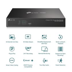 TP-Link VIGI NVR1008H-8MP VIGI 8 Channel PoE+ Network Video Recorder